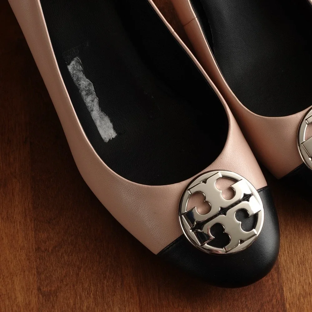 Tory Burch Pumps WMS SZ 10 Pink BLK Chelsea 50mm Medallion Classic Career Shoes